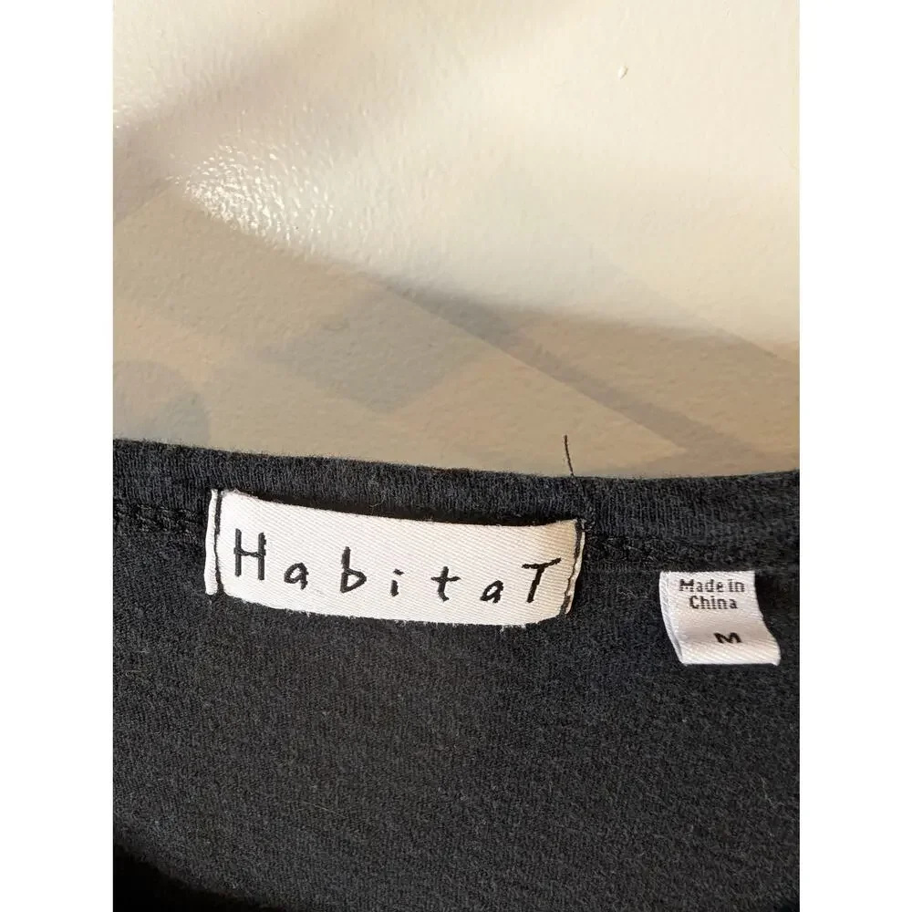 Habitat Black Cotton Long Sleeve Tee Relaxed Fit Seam Detail Minimalist Medium - Picture 2 of 7